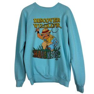 Vtg 80s Screen Stars XL Sweatshirt Discover Wildlife Have Kids Cotton Poly USA